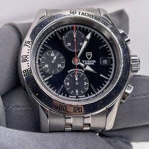 TUDOR CHRONAUTIC 79380P MEN'S AUTOMATIC WATCH BLACK DIAL CHRONOGRAPH SS 39MM